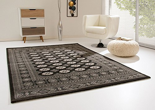 Orientteppich Anamur - modern + günstig - 2 Muster - Farben hell/dunkel - Schwarz, Größe: 200x290 cm