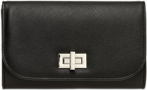 Caspar TA389 elegante Damen Clutch Tasche Abendtasche mit langer Kette, Farbe:schwarz, Größe:One Size
