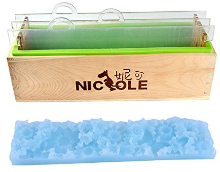 Rechteckige Silikon Seifenform mit transparenter Acryl Schindel und Blumenmatte für handgefertigte Render-Laib-Seifenform