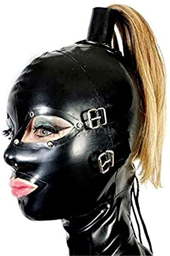 MFMYEE BDSM Latexmaske, Gummifetisch, komplette erotische Fesselmaske, Halloweenmaske, Perückenkopfbedeckung