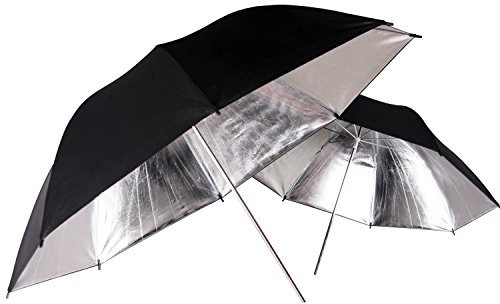 POLAM-FOTO 84cm Durchlichtschirm/Studioschirme Professionelle Reflektor-Schirm-Studiobeleuchtung Schwarz/Silber Regenschirm (2 Pack)