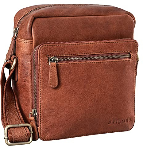 STILORD 'Nathan' Umhängetasche Herren Leder klein braun Vintage Herrentasche 10,1 Zoll Tablettasche für iPad echtes Leder, Farbe:maraska - braun