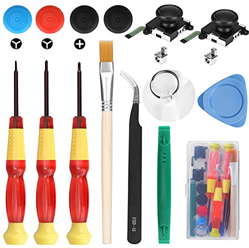 Veperain 3D Analog Joystick Daumen-Sticks Ersatz für Nintendo Switch und Switch OLED, Schraubendreher Set Reparatur Werkzeuge Kit für Nintendo,Enthalten 4 Thumbstick-Kappen (Reparatur Werkzeuge Kit)