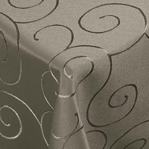 DecoHomeTextil Kringel Tischdecke Eckig 90 x 90 cm Grau | schwere Qualtität, glänzend, Ornamente, Damast Tafeldecke