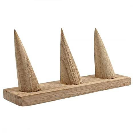 Coco Papaya - Portaanelli in legno massiccio brutto/espositore per anelli (3 coni)