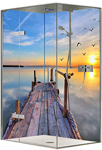 Original FLYERANDPRINT - SHOWER-PLATE, Alu-Dipond, OHNE FUGEN, Fliesenersatz, Duschrückwand, Wunschmaß, Dusche, Bad, Wandverkleidung, Wandverkleidung, DS-17-57 (90 x 200 + 120 x 200 cm)