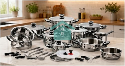 BATTERIA PENTOLE 36 PEZZI ACCIAIO INOX TRIPLO FONDO INDUZIONE BAVARIA OTTINGHER