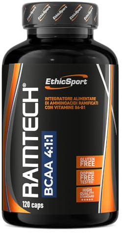 EthicSport Ramtech BCAA 4:1:1 – Aminoacidi ramificati con vitamine B1 e B6 – Supporto nutrizionale per sport intensi – 120 capsule – Doping free tested*