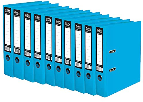 10 x Pukka A4 Glossy 2-Ring Lever Arch File School Work Office 75mm Spine File Organiser (Blue)