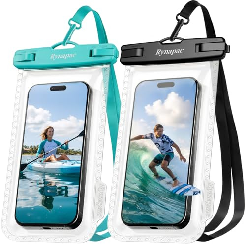 Rynapac [Up to 8.5 Waterproof Phone Pouch, 2 Pack IPX8 Cellphone Dry Bag | Touchscreen & Underwater Photography, Adjustable Lanyard, for iPhone 17 16 15 Pro Max, Beach Cruise Holiday Essentials 2026