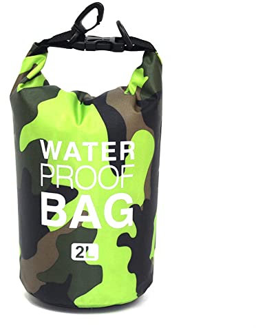 GIBZ Wsserdichter Beutel Seesack Lang Schulter Verstellbarer Schultergurt für Kajak Boot Angeln Rafting Schwimmen Wassersport Treiben, Grüne Zwei Riemen, 30L