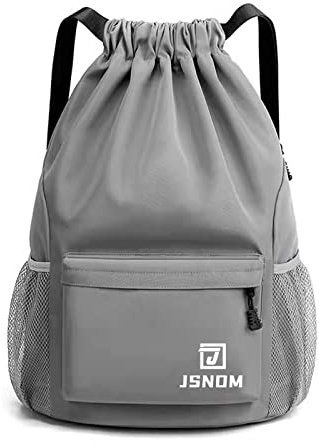 JSNOM Mochila Cuerdas Hombre Bolso Casual: Mochilas de Tela Cuerda Bolsa Gimnasio con Cordón Deporte Talega Saco Playa Para Viajes Deportiva Yoga Grande Gymsack Para Unisex Mujer (Gris)