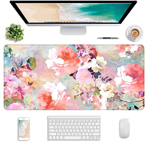 Atufsuat Erweitertes Gaming-Mauspad, XXL großes Mauspad 77 x 36 cm, Computer-Tastatur-Mauspad, wasserdichte Schreibtischunterlage mit Genähten Kanten und Rutschfester Unterseite für Frauen im Büro