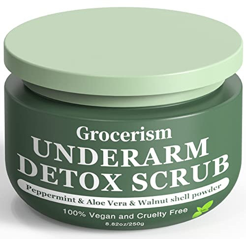 Armpit Detox Scrub 8.8 oz con menta, aloe vera e polvere di guscio di noce, lo scrub per le ascelle aiuta a rimuovere gli odori, pulisce in profondità e esfolia, Adatto per tutto il corpo