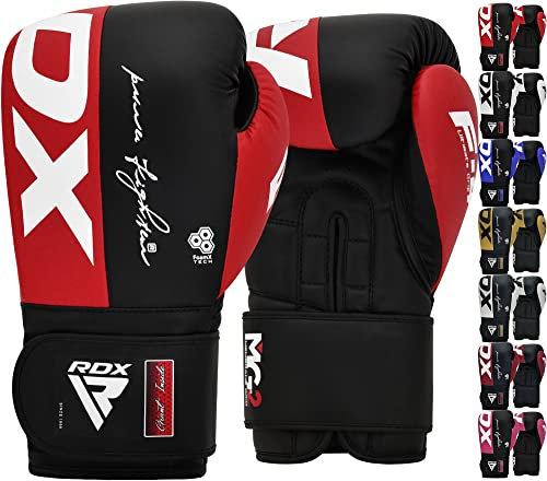 RDX Gants de Boxe pour D'entraînement et Muay Thaï, Gants en Maya Hide Cuir pour Sparring, Kickboxing, Sacs de Frappe, Compétition Combat Mitaines, Hommes Femmes Gym Entraînements 8 10 12 14 16 OZ
