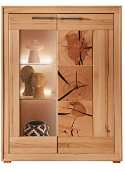 möbelando Highboard >WZ-0315< (BxHxT: 103x135x40 cm) in Natur geölt - 103x135x40 (BxHxT)