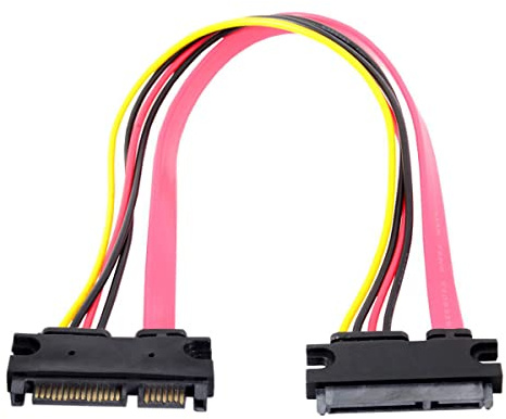 CY Cable de extensión de alimentación de datos SATA 3.0 7+15 de 22 pines macho a hembra, 30 cm