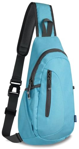 Kleiner Canvas Sling Bag Leichter Crossbody Bag für Frauen Rucksack für Männer Lauf-Rucksack Reise-Brusttasche Schulter Tagesrucksack Camp-Tagespakete für Arbeit Outdoor Sport Himmelblau