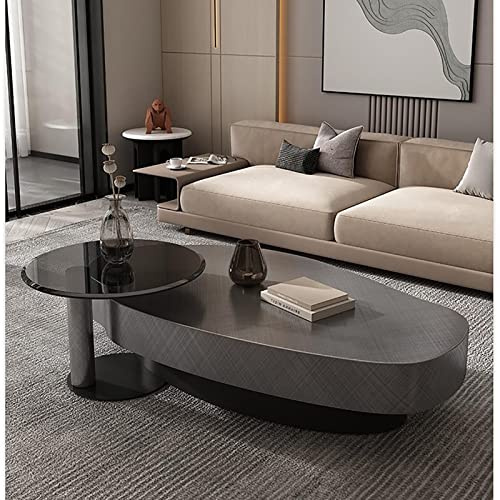 WestUx Unregelmäßiger ovaler Couchtisch, Edelstahl Beistelltisch Wohnzimmertisch Set von 2 Metallrahmen Minimalistische Anzeige für Wohnzimmer,A,120CM