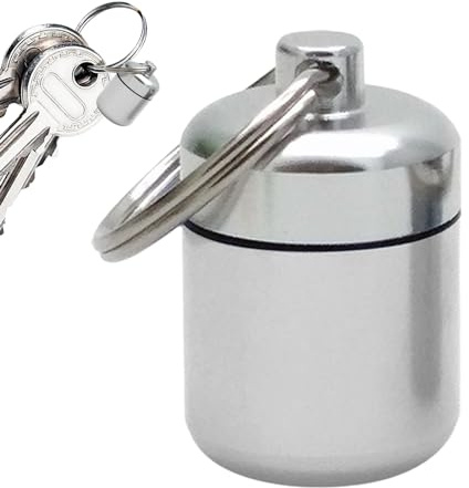 Pocket Pill Box, Metal Pill Organizer with Keychain, Portable Organizer with Sponge Pads for Backpacking, Colorful Pill Case for Camping Travel, Colorful Aluminum Alloy Earplug Storage Box