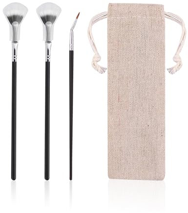 2 cepillos de pestañas en forma de abanico con fundas protectoras, 1 pincel delineador de ojos en codo, 1 bolsa de terciopelo, cepillo de pestañas plegable, cepillo de pestañas portátil, herramientas