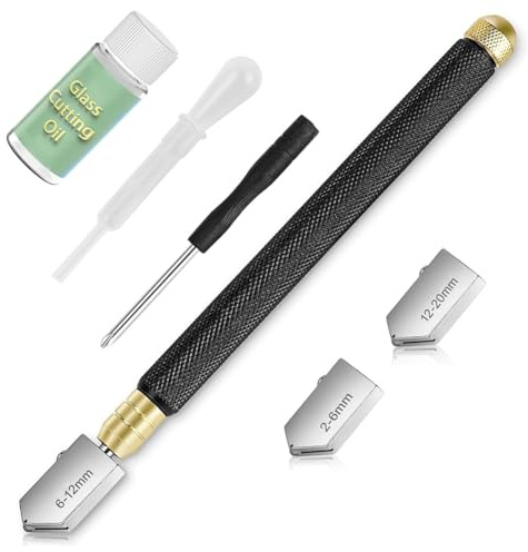 sunree Cutter 2mm-20mm & Glass Cutting Oil, strumento di taglio del vetro migliorato con alimentazione automatica 'olio, taglierina per vetro, facile da usare, durevole e pregevole fattura