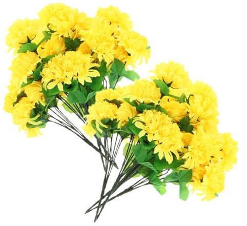 ORFOFE 8pezzi Bouquet Cimitero Gialli Simulati Crisantemi Per Decorazioni Funebri e Cerimonie Qingming Realistico