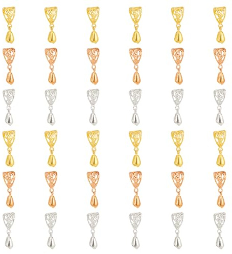 HOBBIESAY 36Stück 3 Farben Künstlerisches Filigranes Design Klemmbügel Eispickel Klemmbügel Perlen Anhänger Verbinder Messing Schnappbügel Baumelnde Charm Perlen Klemmstifte Für DIY Schmuckherstellung