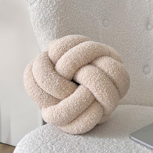 GYWZTJ Soft Knot Ball Pillows, Knot Cushion Large, Modern Knot Pillows, Knot Cushion, Decorative Cushion, Throw Pillows for Bed Aesthetic, for Home, Bedroom, Sofa, 28 × 28cm (Beige)