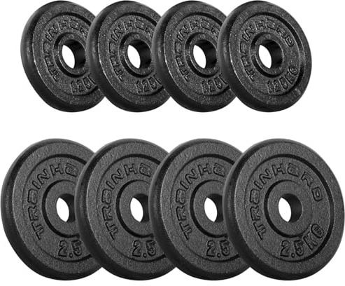 Train Hard® Hantelscheiben Set, 5/10/15/20/30/40/50/60kg,30/31mm Bohrung, Gusseisen, Gewichtsscheiben, Hantelgewichte