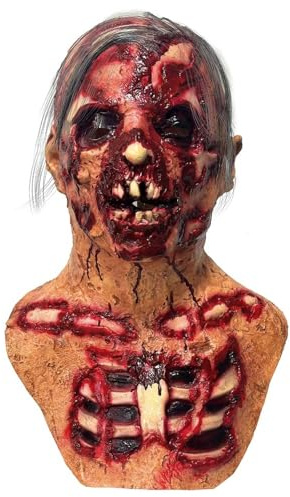 BEJOYFMY Gruselige Zombie Maske, gruselige Latex Walking Dead Biochemisches Monster Cosplay Gesichtsmasken für Halloween Party Requisiten