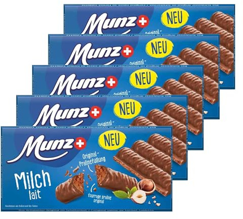 Munz Prügeli - Schweizer Schokoladentafel | Milch | 5 x 100g | 100% natürliche Zutaten, Schokoladenriegel zum Abbrechen von der Tafel, süßer Zwischensnack