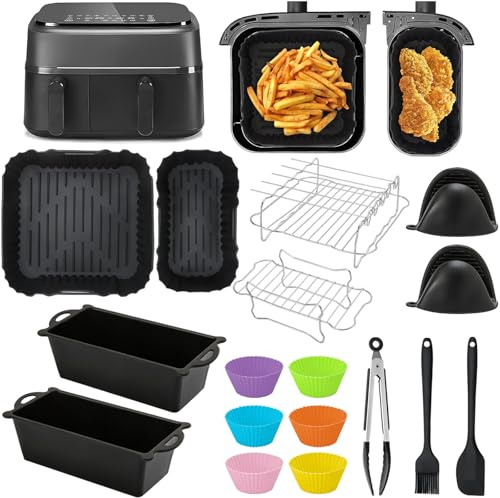 Accessori Friggitrice ad Aria per Philips Dual Basket Airfryer Serie 3000 9L– 22 Pezzi Accessori ad Aria – Riutilizzabile Stampi, per Philips Airfryer Dual Basket 3000 serie 3L/6L