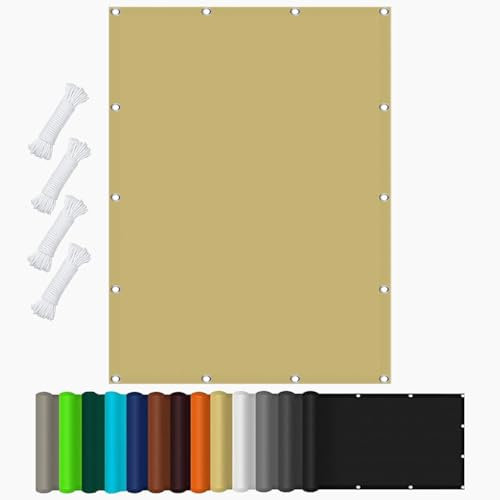 Vela Ombreggiante Impermeabile 3 x 5.8 m Impermeabile e Resistente Panno Tessuto Rete Parasole Tenda Ombreggiante Esterno per Esterno Giardino Terrazzo Bordo Campeggio, Color Crema