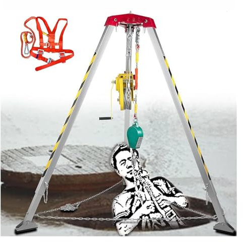 Trépied de sauvetage, équipement de sauvetage par levage, trépied de sauvetage à treuil de 1800 lb à 2600 lb pour espaces confinés traditionnels, kit de protection contre les chutes avec har
