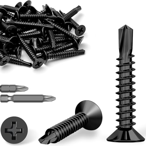 Mbsomnus 60 Piezas Tornillos Autoperforantes M4,2x45 mm | Tornillos Roscachapas, Ranura en Cruz, Acero Inoxidable 410, Tornillos Autorroscantes para Metal, Cabeza Plana, Muebles DIY