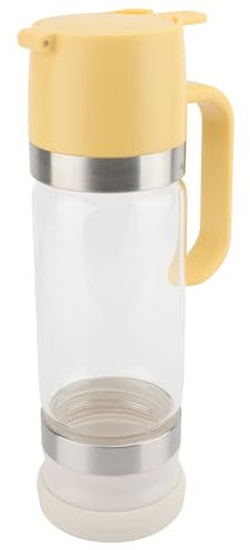Distributeur de Miel en Verre, 300 ML Verre Transparent Anti-Gouttes Pot à Miel avec Poignée, Récipient à Miel | Distributeur de Sirop à Café pour Cafés Restaurants Accueil (YELLOW)
