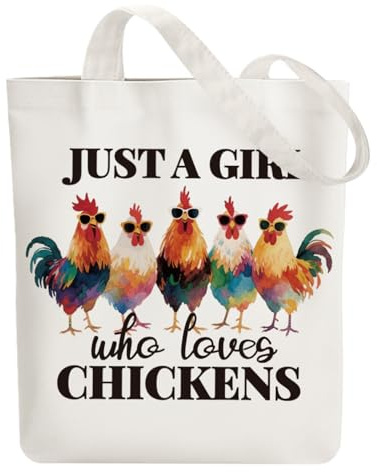 ANATTASOUL Baumwolltasche Personalisiert mit Text in Lustiger Aquarell-Hahn, Leinwand Geschenk Tragetasche für Damen Freundin Mama Schwestern Ehefrau Geburtstag, Muttertag Tasche