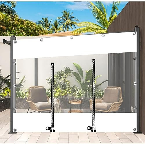 Clear Waterproof Tarpaulin Curtains for Gazebo Heavy Duty Outdoor Panels with Zip and Eyelets Ideal for Pergola Patio Porch Carport 3.2x2.5m/10.5x8.2ft