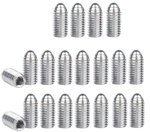 Treer 20Stk M10 Vollgewinde Innensechskant Kugel Punkt Federnde Druckstücke aus Edelstahl 304,Güteklasse 4.8, Kugelkopf Madenschrauben Kugelstößel für Mechanische Geräte (M10 x 16 mm)