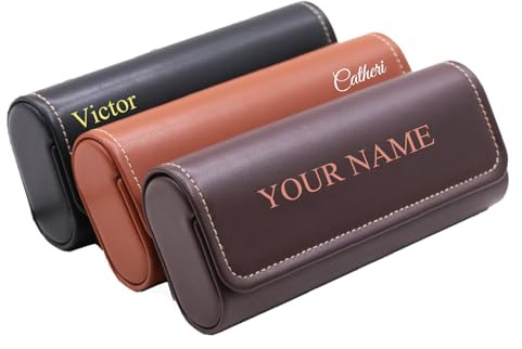 KakaTify Hartschalen-Brillenetui, personalisierbar, Namen, Initialen, geprägtes Sonnenbrillen-Glasetui, tragbar, leicht, PU, Text, Einheitsgröße