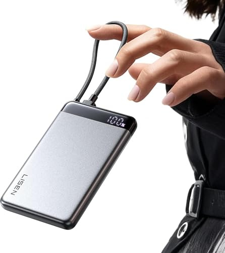 LISEN Powerbank CCC, Powerbank 20,000 mAh, 55 W, Mit Kabel Compatible with iPhone 17/16 Series, Xiaomi 17 Pro Max, Samsung S25 Series, Travel Aeroplane Essential Gadgets