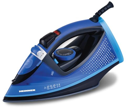 HEINNER HSI-2400LT Dampfbügeleisen - 2400W Hochleistungs-Dampf- & Trockenbügeleisen mit Anti-Tropf-, Anti-Kalk-, Selbstreinigungssystem, Blaues Finish, 3 Jahre Garantie