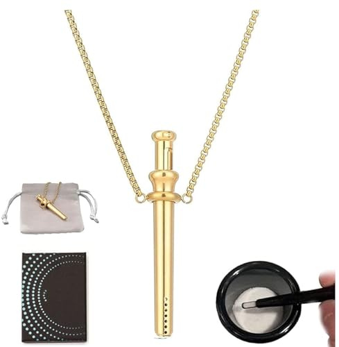 HYPYXUS Scoop Necklace, Mini Detachable Powders Spoon Shovel Necklace, Portable Stainless Steel Breathing Scoop Jewelry Pendant (Gold)