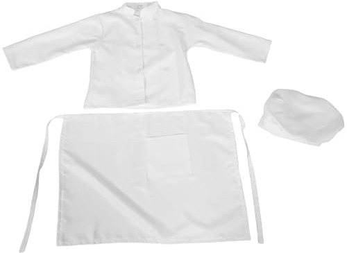 ifundom Set Grembiule da Cucina per Cappello e Grembiule Bianco, Costume da Chef per Ragazzi e Ragazze 120 Cm, Abbigliamento per Giochi di Ruolo e Attività Creative di Cucina e Pittura