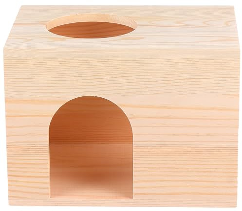 Tofficu Cabane en Rondins en Bois pour Cochons d'Inde et Écureuils, Mangeoire Multifonctionnelle Rectangulaire, Distributeur de Nourriture Pratique pour Petits Animaux, Abri Sécurisé