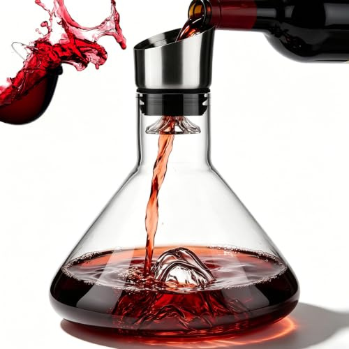 Nimblyne vin karaff kristallglas: Rödvinkaraff med integrerad luftare, rödvinskaraff glasburk, isberg-design vinkaraff kristallglas, för hem och speciella tillfällen 1500 ml