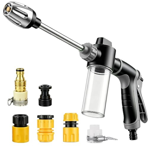 Jetterix Lancia Idropulitrice Portatile con Serbatoio Schiuma, 3 Getti Regolabili e Tubo Allungato – Per Auto, Terrazzi e Giardino