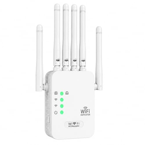 WiFi Extender Booster, 300Mbps 6*Antennas 2.4GHz Wireless 6 Gain Antennas | WiFi Internet Repeater with Ethernet Port for Home Bedroom for 10000 Sq.ft Coverage Easy Setup Network Signal Booster UK Plug