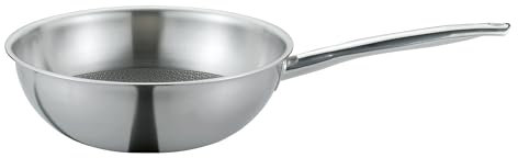 Spring Vulcano Cut Resist Wokpfanne 28 cm | Edelstahl | Antihaftbeschichtet | Wokpfanne Induktion | 5-Lagen-Mehrschichtmaterial | Kratzfest | ofenfest | Wok Edelstahl | Wok Pfanne induktionsgeeignet